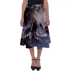 Mountains Moon Earth Space Perfect Length Midi Skirt by Sapixe