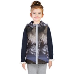 Mountains Moon Earth Space Kid s Hooded Puffer Vest by Sapixe