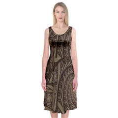 Abstract Pattern Graphics Midi Sleeveless Dress by Sapixe