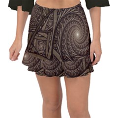 Abstract Pattern Graphics Fishtail Mini Chiffon Skirt