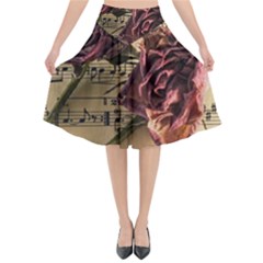 Sheet Music Manuscript Old Time Flared Midi Skirt by Sapixe