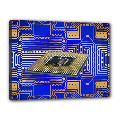 Processor Cpu Board Circuits Canvas 16  X 12  by Sapixe