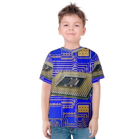 Processor Cpu Board Circuits Kids  Cotton Tee by Sapixe