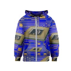 Processor Cpu Board Circuits Kids  Zipper Hoodie by Sapixe