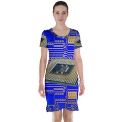 Processor Cpu Board Circuits Short Sleeve Nightdress by Sapixe