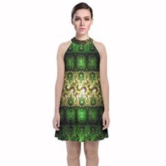 Fractal Art Digital Art Velvet Halter Neckline Dress 