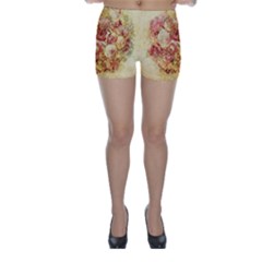 Vintage Digital Graphics Flower Skinny Shorts by Sapixe