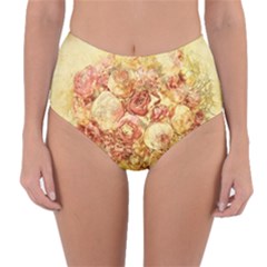 Vintage Digital Graphics Flower Reversible High-waist Bikini Bottoms by Sapixe