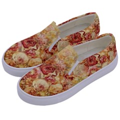 Vintage Digital Graphics Flower Kids  Canvas Slip Ons by Sapixe