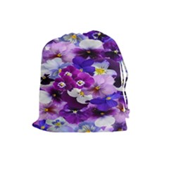 Graphic Background Pansy Easter Drawstring Pouches (large)  by Sapixe