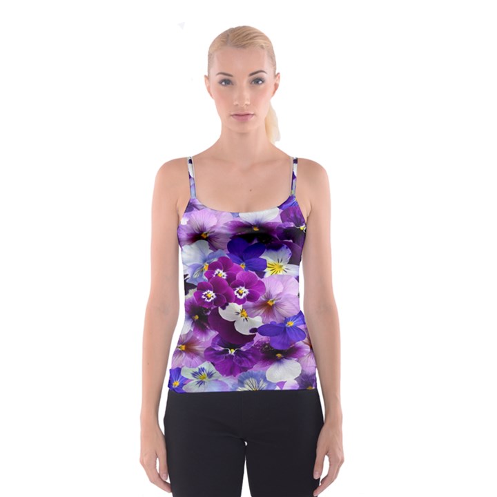 Graphic Background Pansy Easter Spaghetti Strap Top