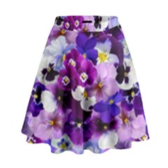 Graphic Background Pansy Easter High Waist Skirt by Sapixe