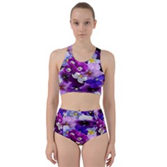 Graphic Background Pansy Easter Racer Back Bikini Set by Sapixe