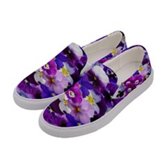 Graphic Background Pansy Easter Women s Canvas Slip Ons by Sapixe