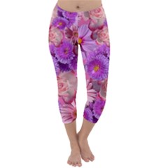 Flowers Blossom Bloom Nature Color Capri Winter Leggings  by Sapixe