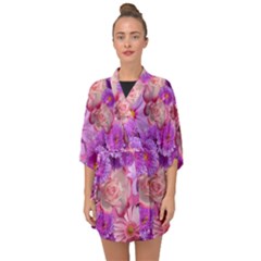 Flowers Blossom Bloom Nature Color Half Sleeve Chiffon Kimono