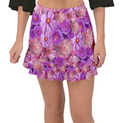 Flowers Blossom Bloom Nature Color Fishtail Mini Chiffon Skirt by Sapixe