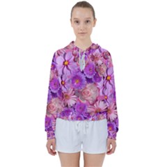 Flowers Blossom Bloom Nature Color Women s Tie Up Sweat