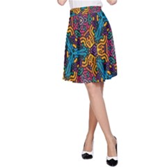 Grubby Colors Kaleidoscope Pattern A-line Skirt by Sapixe