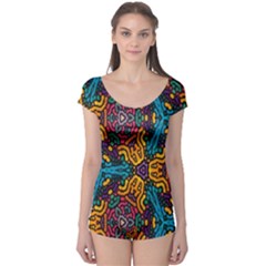 Grubby Colors Kaleidoscope Pattern Boyleg Leotard  by Sapixe