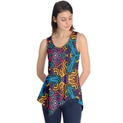 Grubby Colors Kaleidoscope Pattern Sleeveless Tunic by Sapixe