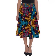 Grubby Colors Kaleidoscope Pattern Perfect Length Midi Skirt by Sapixe