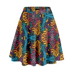 Grubby Colors Kaleidoscope Pattern High Waist Skirt by Sapixe