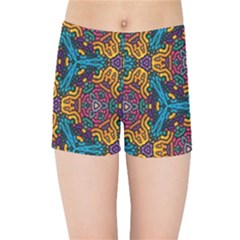 Grubby Colors Kaleidoscope Pattern Kids Sports Shorts by Sapixe