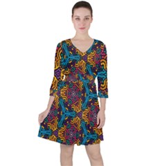 Grubby Colors Kaleidoscope Pattern Ruffle Dress by Sapixe