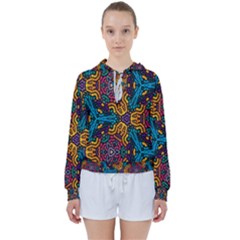 Grubby Colors Kaleidoscope Pattern Women s Tie Up Sweat by Sapixe