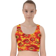 Gerbera Flowers Nature Plant Velvet Racer Back Crop Top