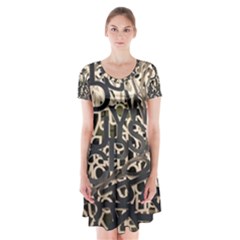 Pattern Design Texture Wallpaper Short Sleeve V-neck Flare Dress by Sapixe