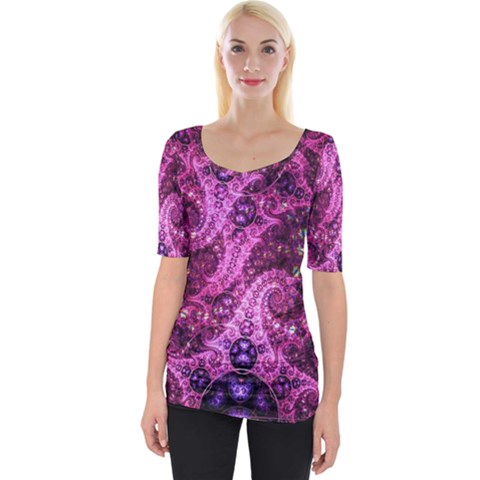 Fractal Art Digital Art Wide Neckline Tee by Sapixe