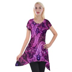 Fractal Art Digital Art Short Sleeve Side Drop Tunic by Sapixe