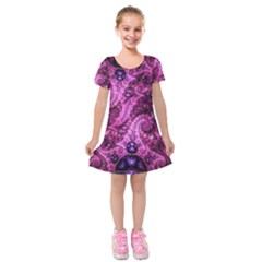 Fractal Art Digital Art Kids  Short Sleeve Velvet Dress by Sapixe