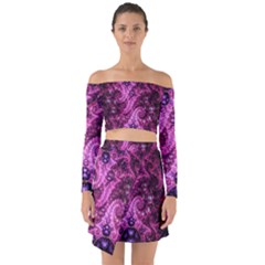 Fractal Art Digital Art Off Shoulder Top With Skirt Set by Sapixe