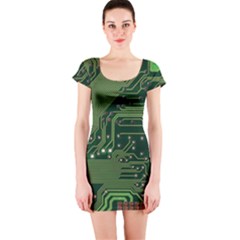 Board Computer Chip Data Processing Short Sleeve Bodycon Dress by Sapixe