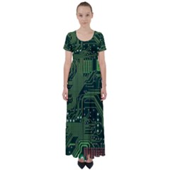 Board Computer Chip Data Processing High Waist Short Sleeve Maxi Dress by Sapixe