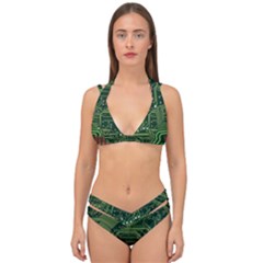 Board Computer Chip Data Processing Double Strap Halter Bikini Set