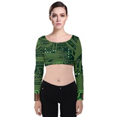 Board Computer Chip Data Processing Velvet Crop Top by Sapixe