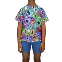 Board Interfaces Digital Global Kids  Short Sleeve Swimwear by Sapixe