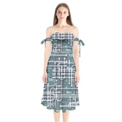 Board Circuit Control Center Shoulder Tie Bardot Midi Dress by Sapixe