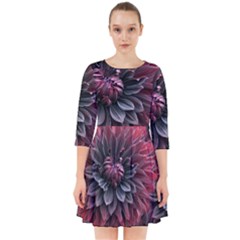 Flower Fractals Pattern Design Creative Smock Dress by Sapixe