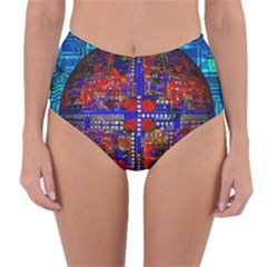 Board Interfaces Digital Global Reversible High-waist Bikini Bottoms by Sapixe