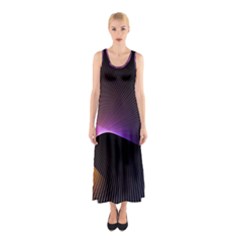 Star Graphic Rays Movement Pattern Sleeveless Maxi Dress