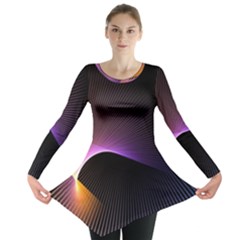 Star Graphic Rays Movement Pattern Long Sleeve Tunic 