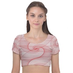 Red Pattern Abstract Background Velvet Short Sleeve Crop Top 