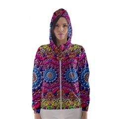 Background Fractals Surreal Design Hooded Wind Breaker (women) by Sapixe