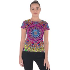 Background Fractals Surreal Design Short Sleeve Sports Top  by Sapixe