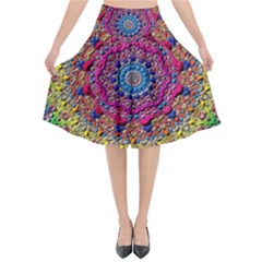 Background Fractals Surreal Design Flared Midi Skirt by Sapixe